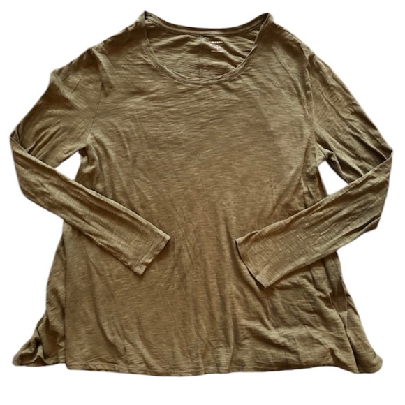 Old Navy Flowy Olive Green Long Sleeve Trapeze Top - Picture 1 of 6